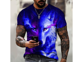 Howling Wolf 3D T Camiseta Gola Redonda tops Grande XXS Até 5XL