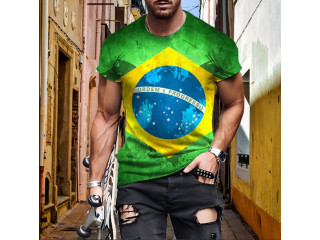 Camiseta De Verão Demo 3D Impresso T-Shirt Dos Homens Do Brasil