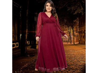 Vestido Longo Tule Com Fenda Elegante Plus Size G até 2G