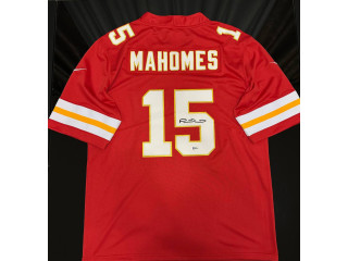 NFL JERSEY PATRICK MAHOMES #15 Vermelho Kansas City Chiefs Autografado BAS COA