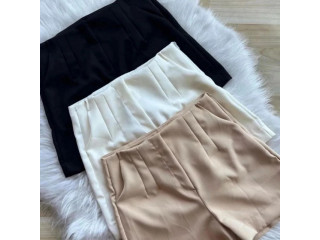 R$ 28.90 NO LINK !! SHORT ALFAIATARIA FEMININO ZARA CINTURA ALTA COM ZÍPER NA LATERAL